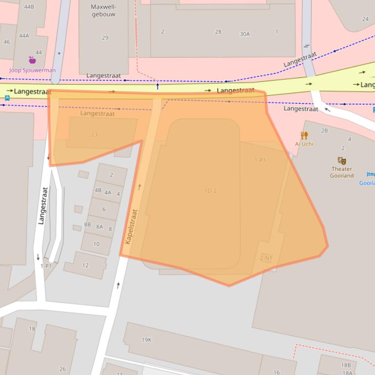 Kaart van postcodegebied 1211GS.