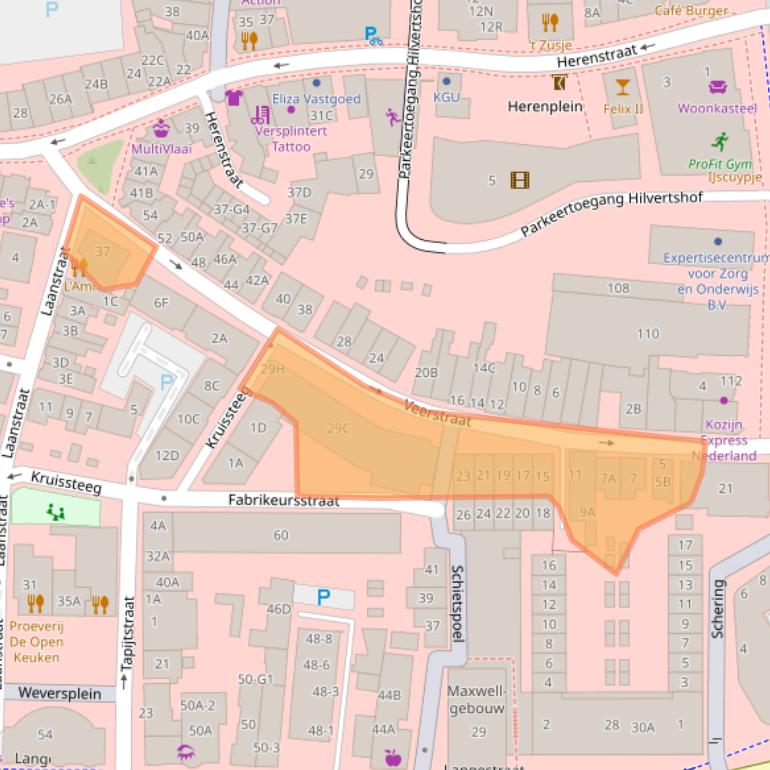 Kaart van postcodegebied 1211HJ.