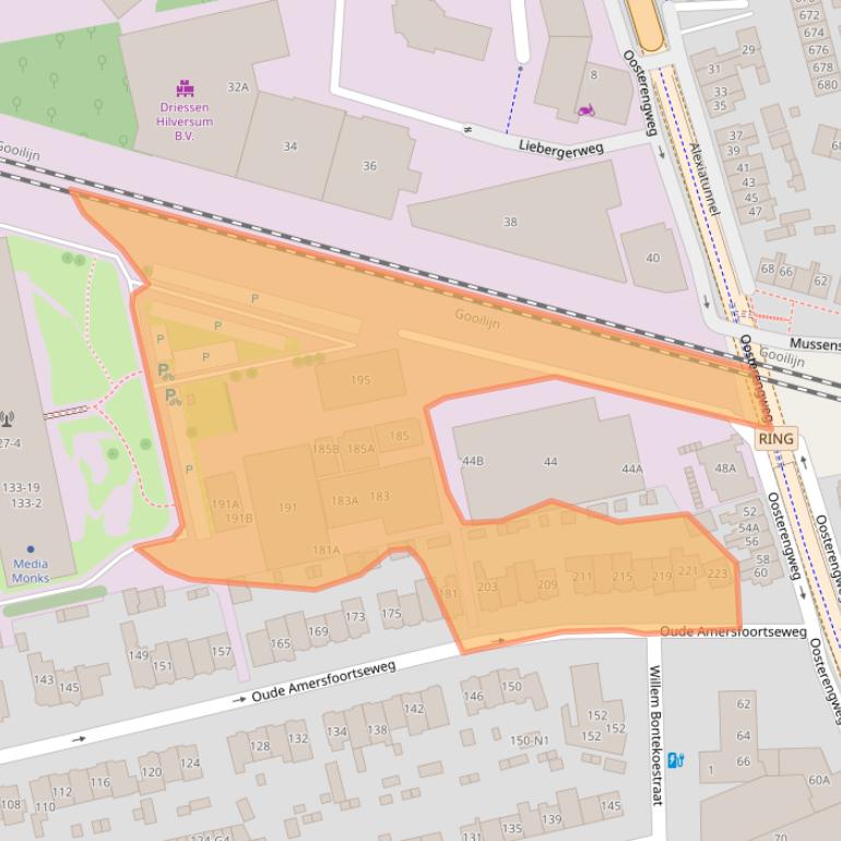 Kaart van postcodegebied 1212AC.