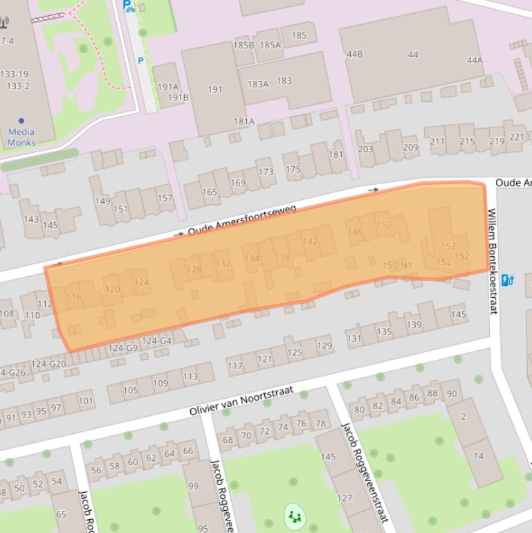 Kaart van postcodegebied 1212AJ.