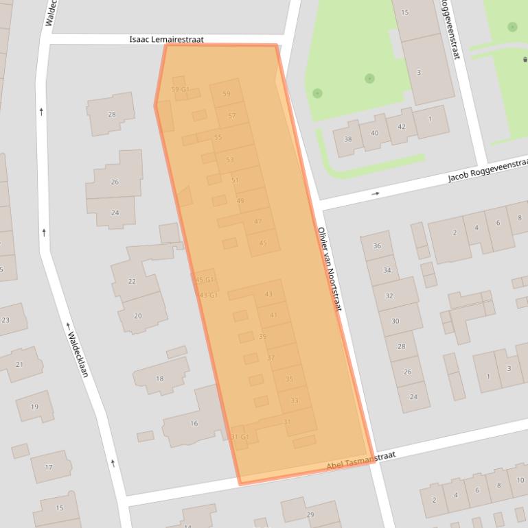 Kaart van postcodegebied 1212AN.