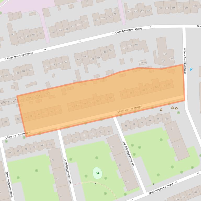 Kaart van postcodegebied 1212AR.