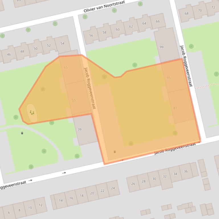 Kaart van postcodegebied 1212AX.