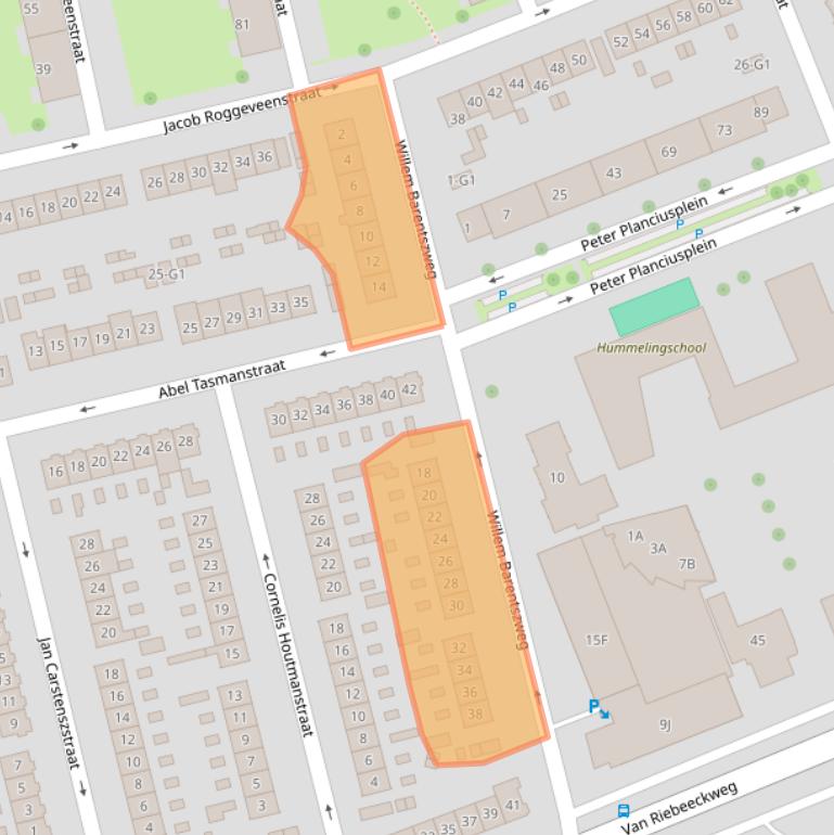 Kaart van postcodegebied 1212BL.