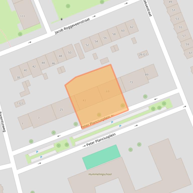 Kaart van postcodegebied 1212BT.