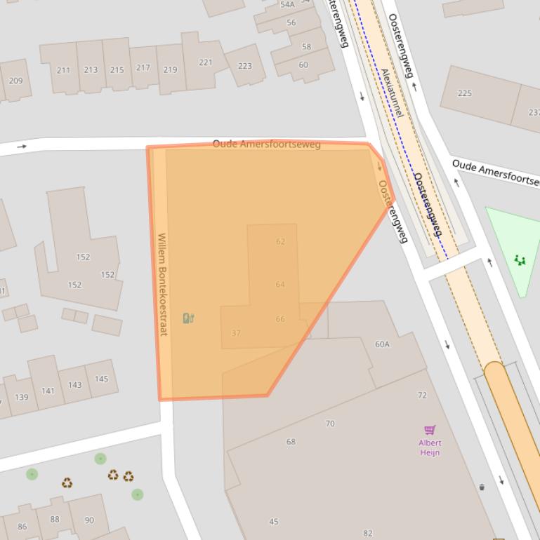 Kaart van postcodegebied 1212BX.