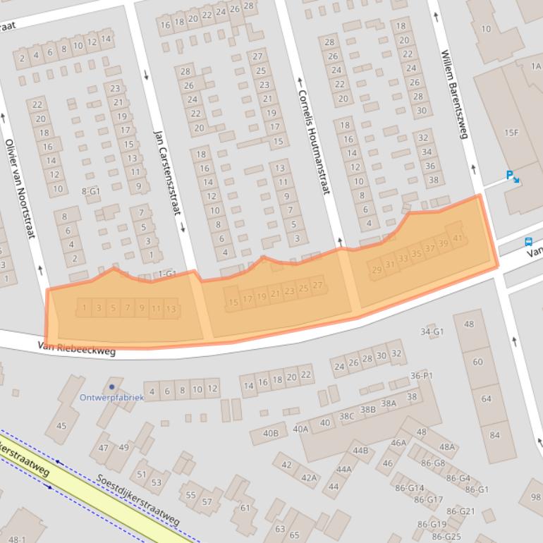Kaart van postcodegebied 1212EG.