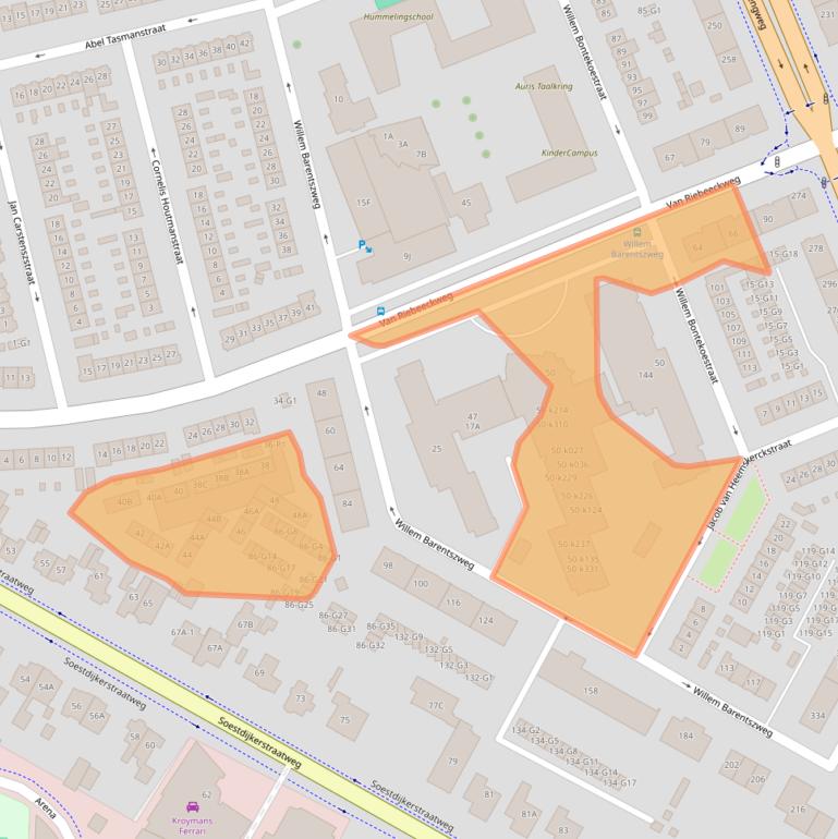 Kaart van postcodegebied 1212EM.