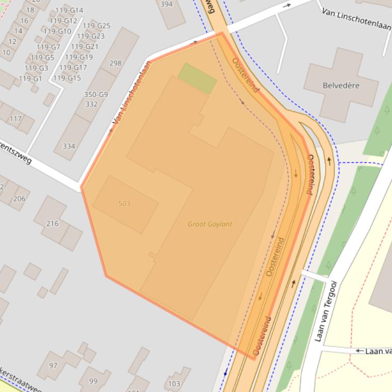 Kaart van postcodegebied 1212GG.