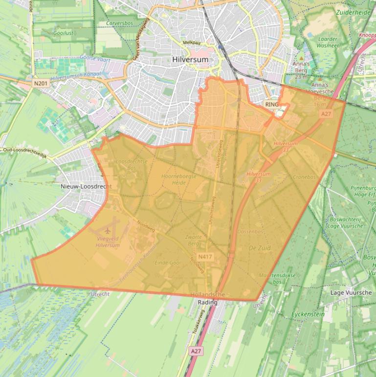 Kaart van postcodegebied 1213.