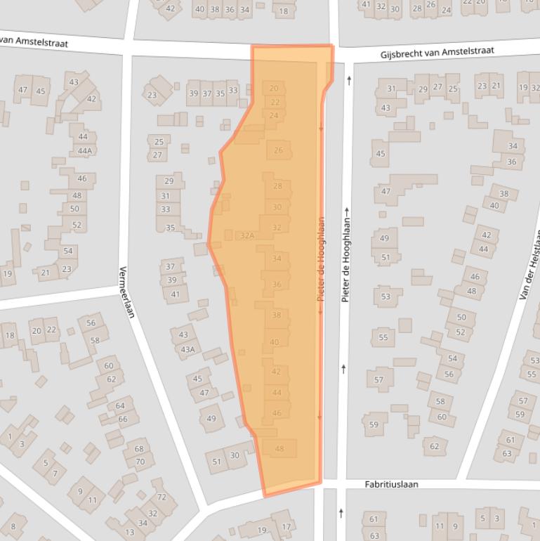 Kaart van postcodegebied 1213BV.