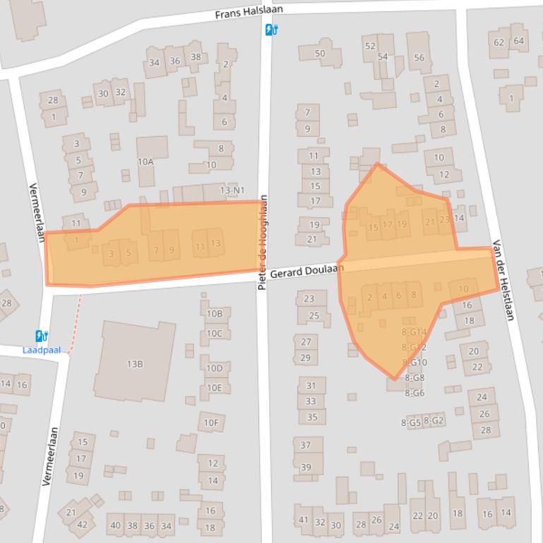Kaart van postcodegebied 1213CA.