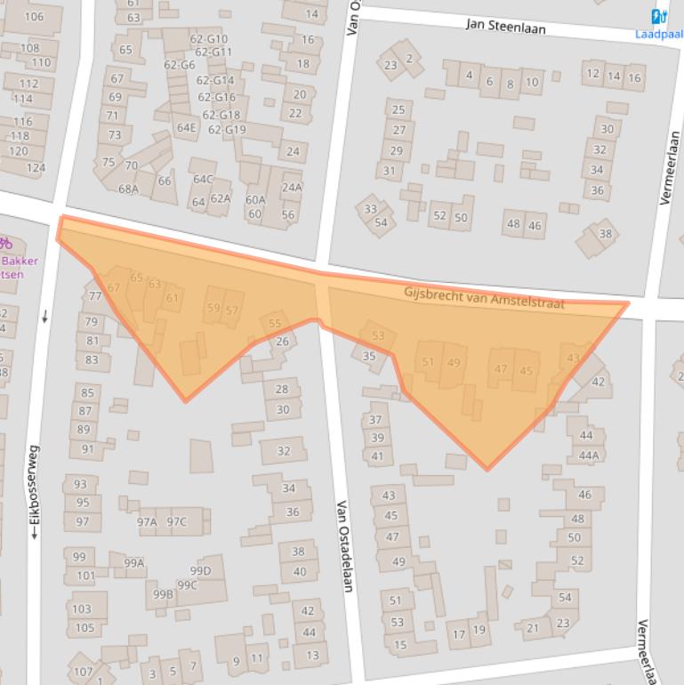 Kaart van postcodegebied 1213CJ.