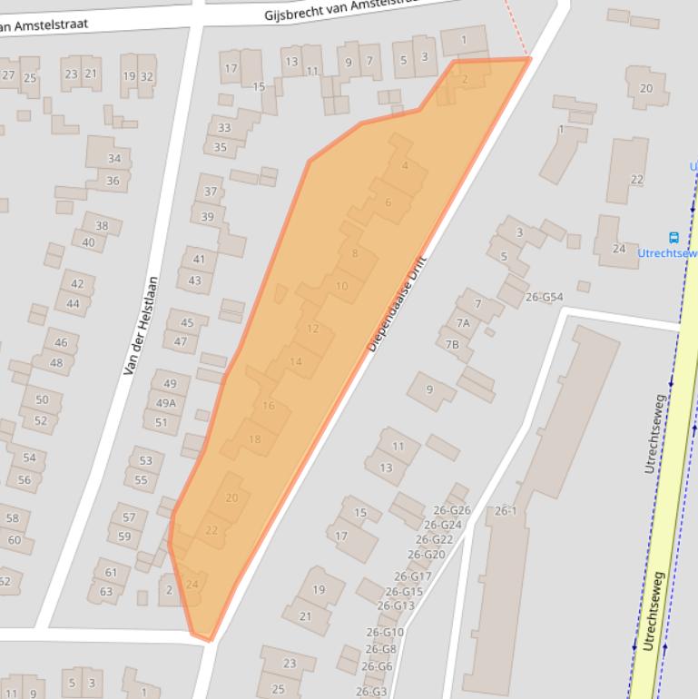 Kaart van postcodegebied 1213CP.