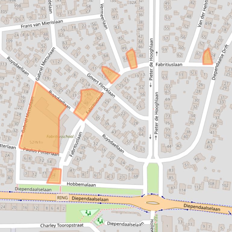 Kaart van postcodegebied 1213CT.