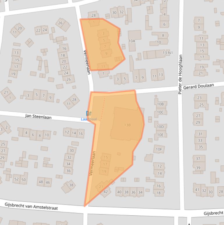 Kaart van postcodegebied 1213EA.