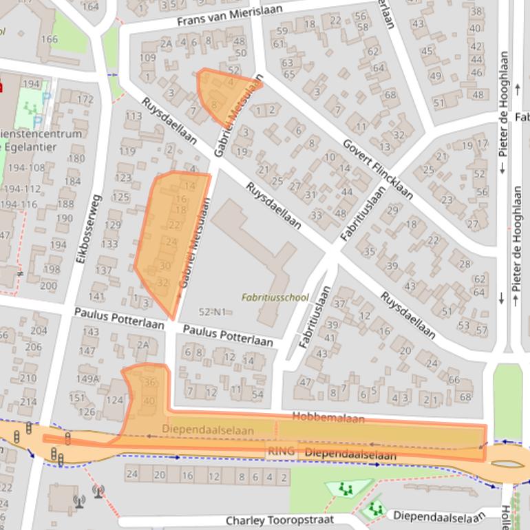 Kaart van postcodegebied 1213EW.