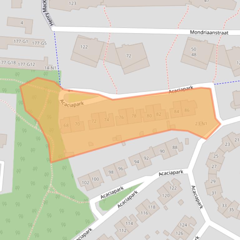 Kaart van postcodegebied 1213LG.