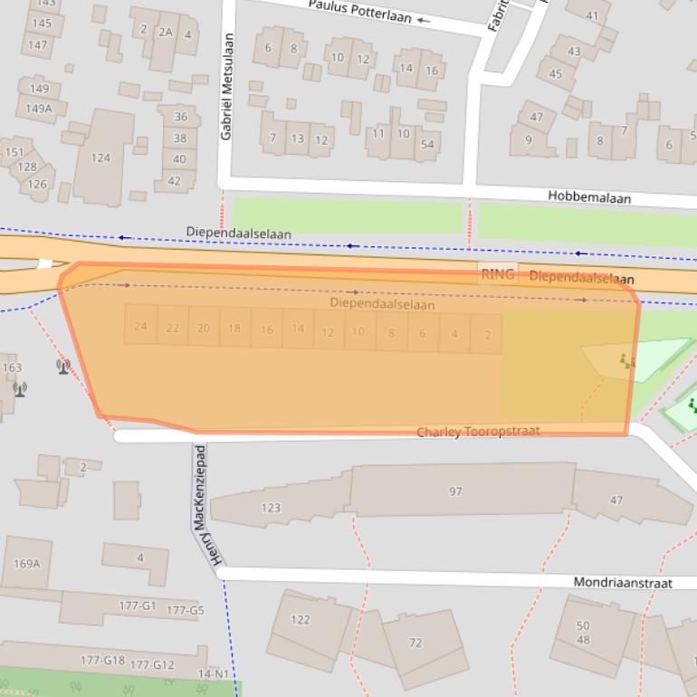 Kaart van postcodegebied 1213LH.