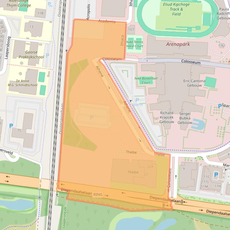 Kaart van postcodegebied 1213NV.