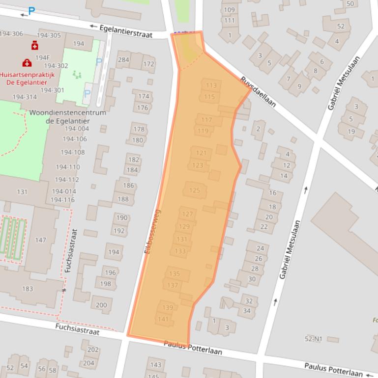 Kaart van postcodegebied 1213RV.