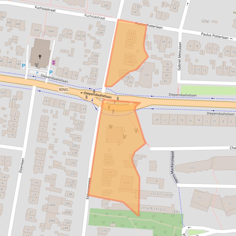 Kaart van postcodegebied 1213RW.