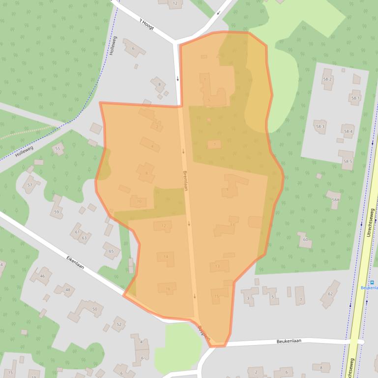 Kaart van postcodegebied 1213SW.