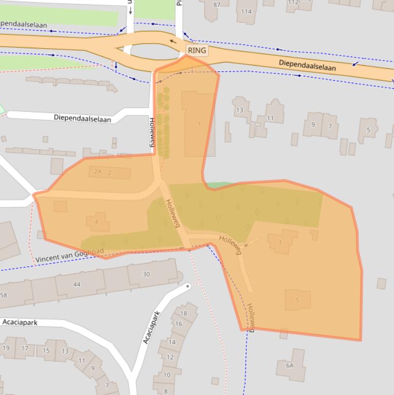 Kaart van postcodegebied 1213TC.