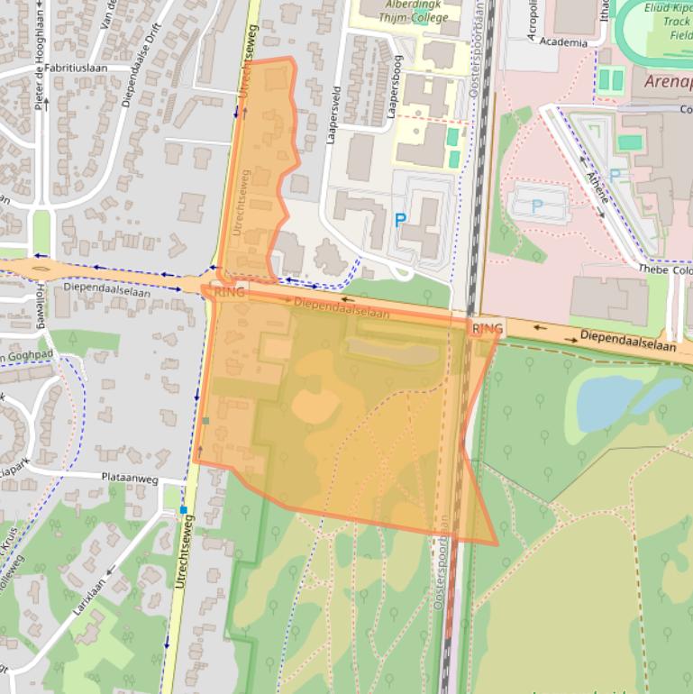 Kaart van postcodegebied 1213TL.