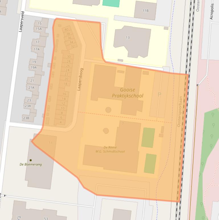 Kaart van postcodegebied 1213VC.