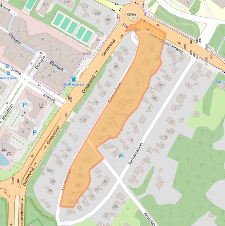 Kaart van postcodegebied 1213VJ.