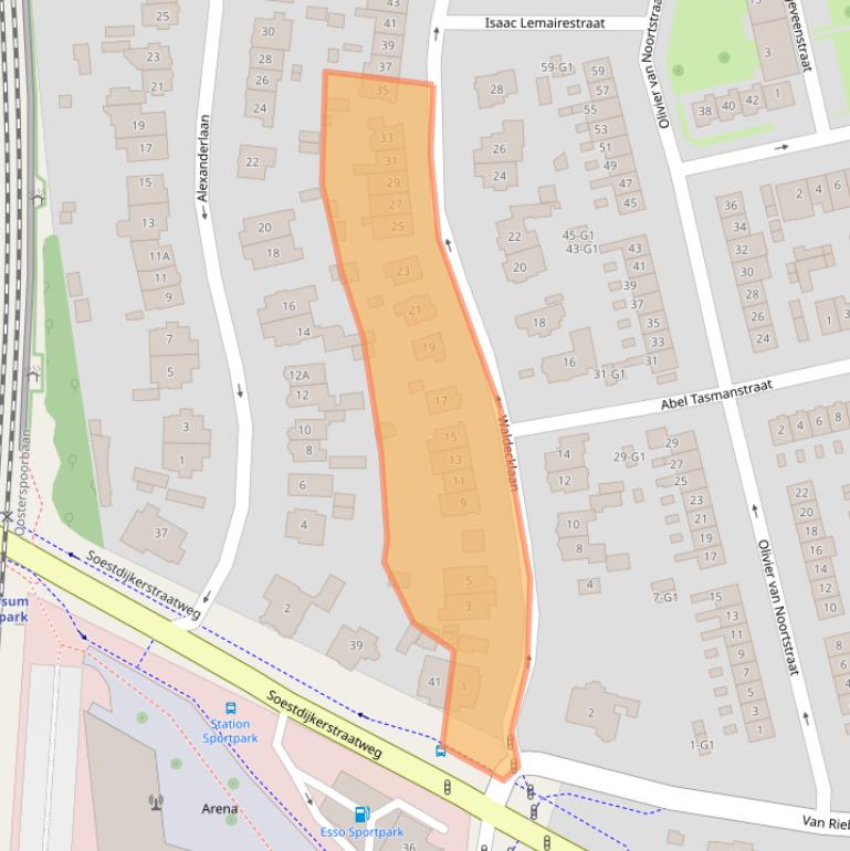 Kaart van postcodegebied 1213XV.