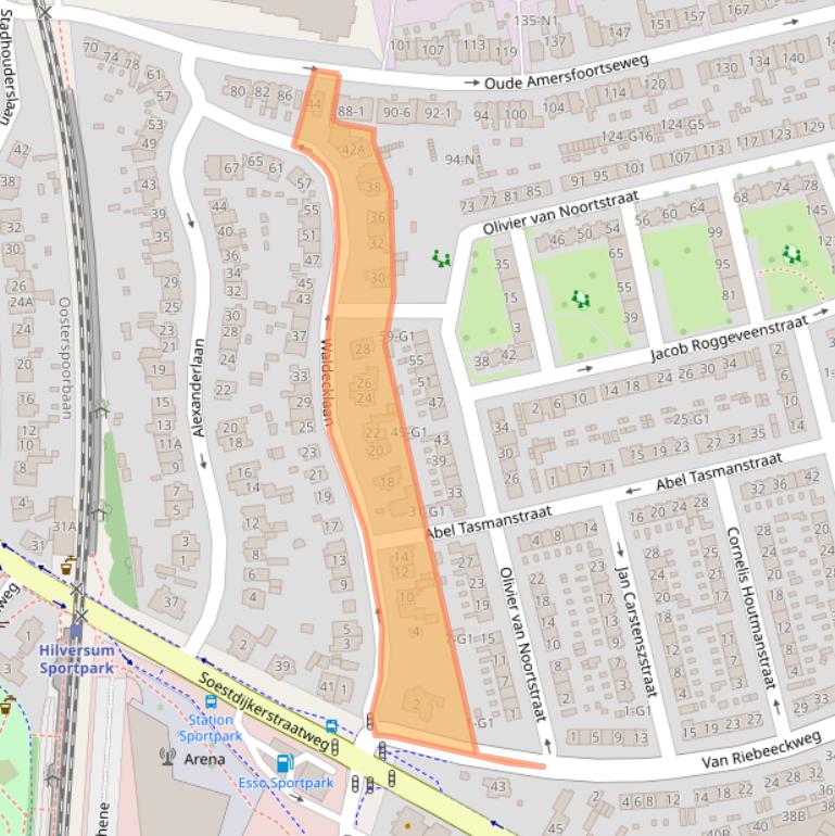 Kaart van postcodegebied 1213XX.