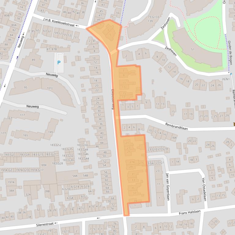 Kaart van postcodegebied 1214AE.