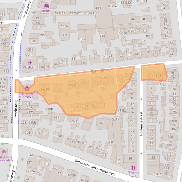 Kaart van postcodegebied 1214AM.