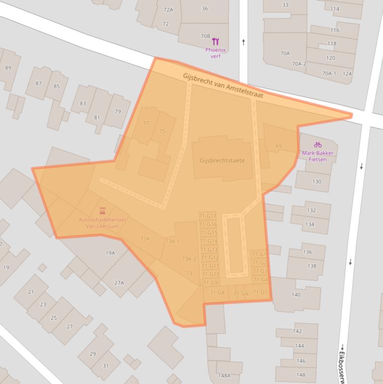 Kaart van postcodegebied 1214AT.