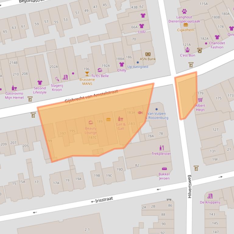 Kaart van postcodegebied 1214AZ.