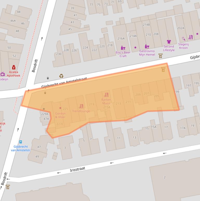 Kaart van postcodegebied 1214BA.