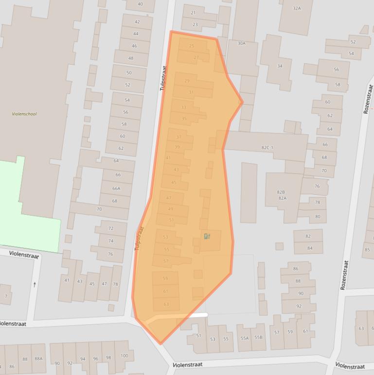 Kaart van postcodegebied 1214CC.