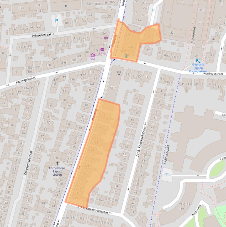 Kaart van postcodegebied 1214GM.