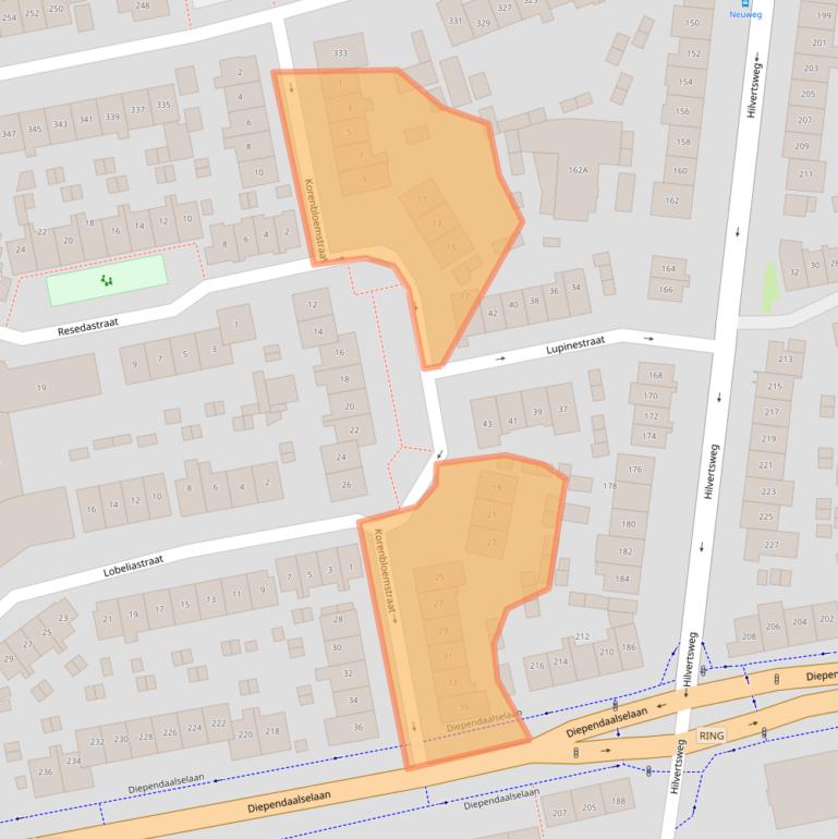 Kaart van postcodegebied 1214HN.