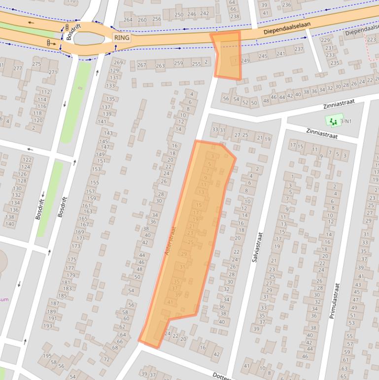 Kaart van postcodegebied 1214KZ.