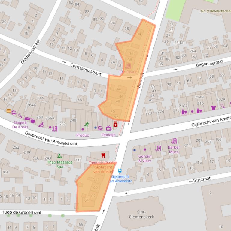 Kaart van postcodegebied 1215AM.