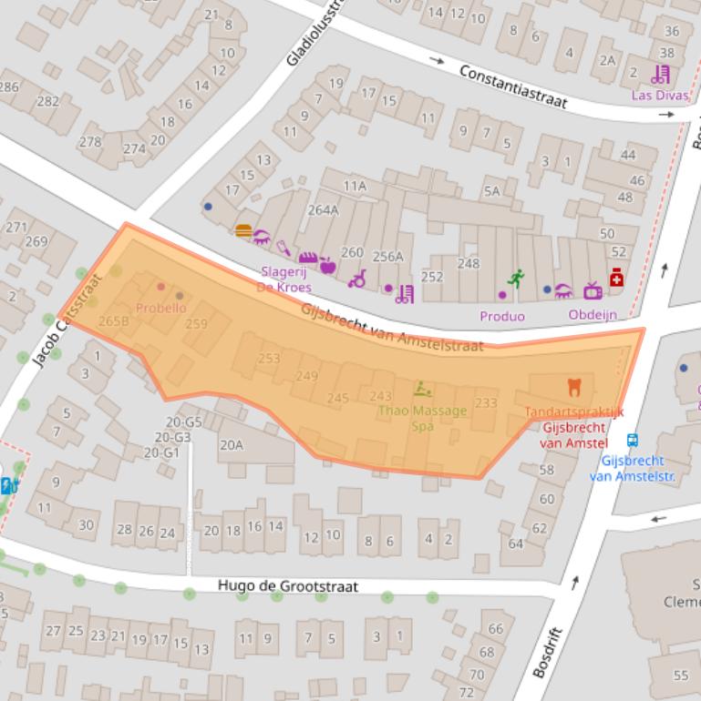 Kaart van postcodegebied 1215CL.