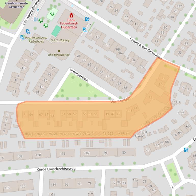 Kaart van postcodegebied 1215ED.