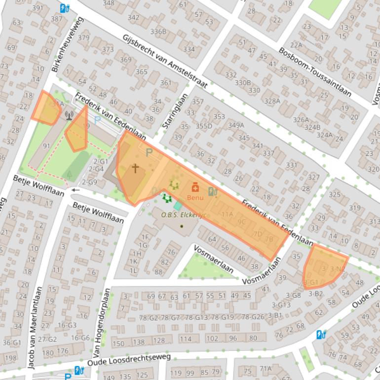 Kaart van postcodegebied 1215EK.