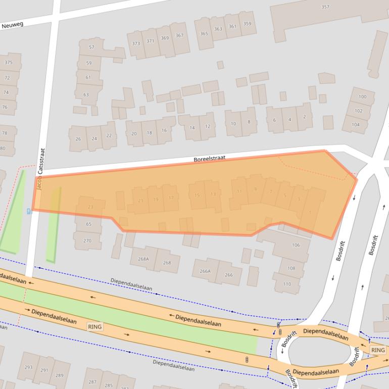 Kaart van postcodegebied 1215GB.