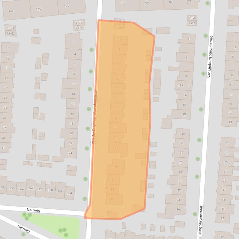 Kaart van postcodegebied 1215HS.