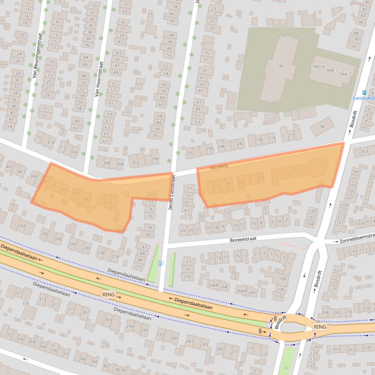 Kaart van postcodegebied 1215JA.