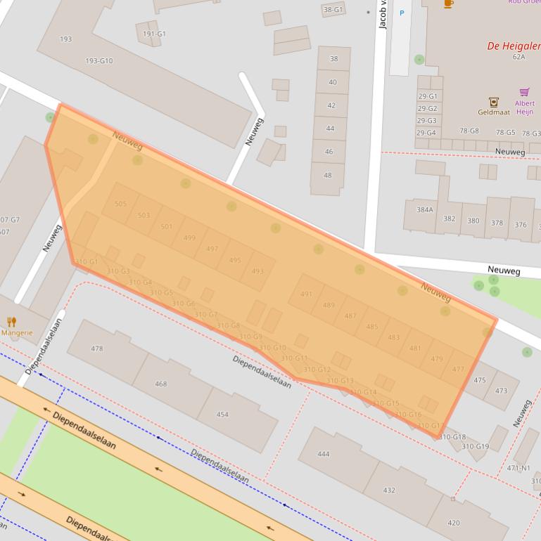 Kaart van postcodegebied 1215JD.